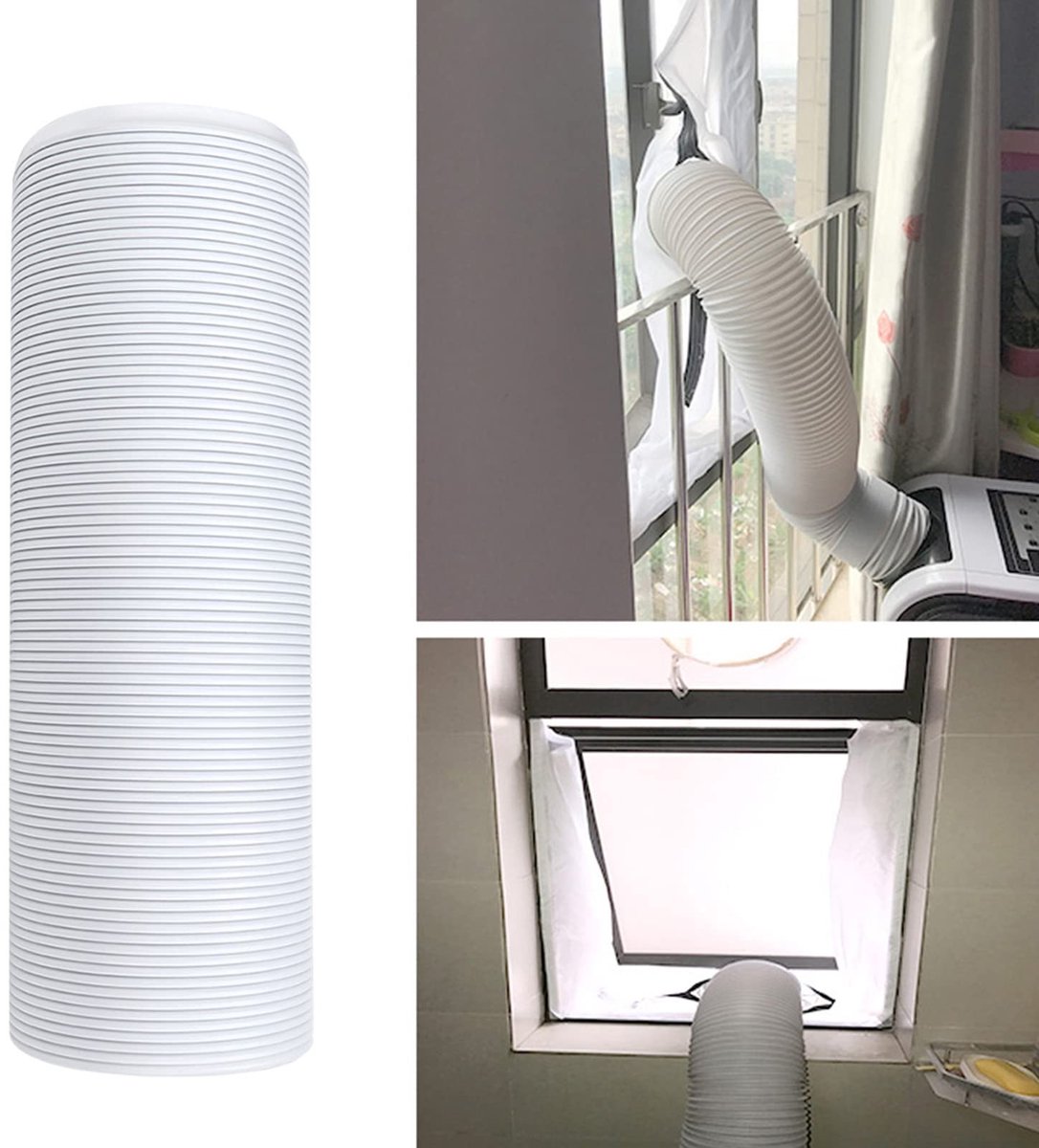 Dailygoods- Airconditioningslang Flexibel - Draagbare Uitlaatpijp - Schroefdraad Tegen Klok In - Diameter 15 cm - Uittrekbaar Tot 200 cm - Ruimtebesparend