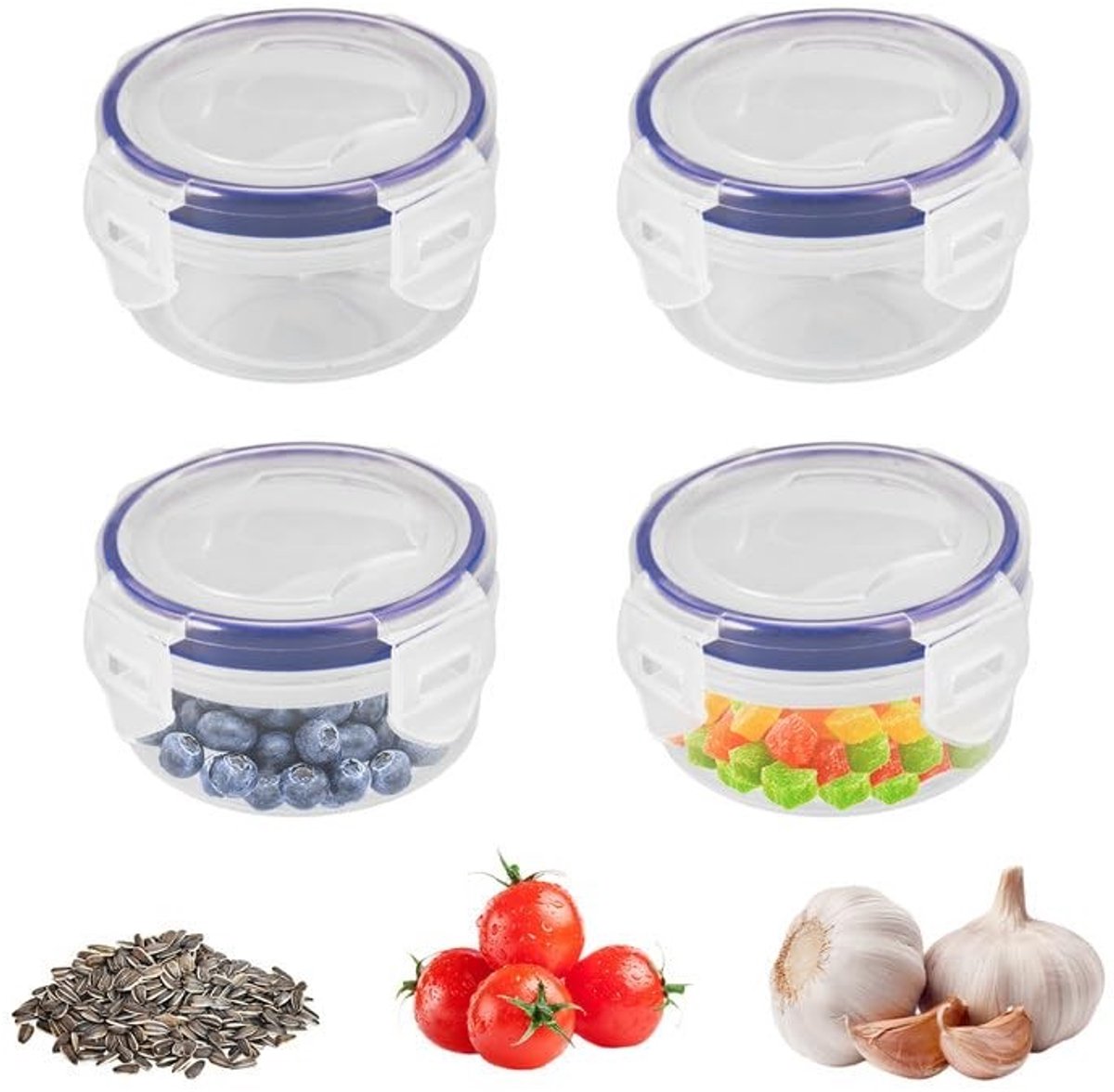 Dailygoods- Vershouddozen 100 ml - Mini Bewaardozen met Deksel - Transparant - 4 Stuks - Lekvrij - Magnetronbestendig
