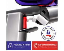Trigger Vergrendeling Geschikt voor Dyson V10 – Trigger Lock voor Steelstofzuiger – Handvrij Stofzuigen – Ergonomische Triggerhouder – Eenvoudige Montage – Wit