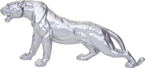 Panter luipaard 59 cm zilver (inclusief halsband) beeld