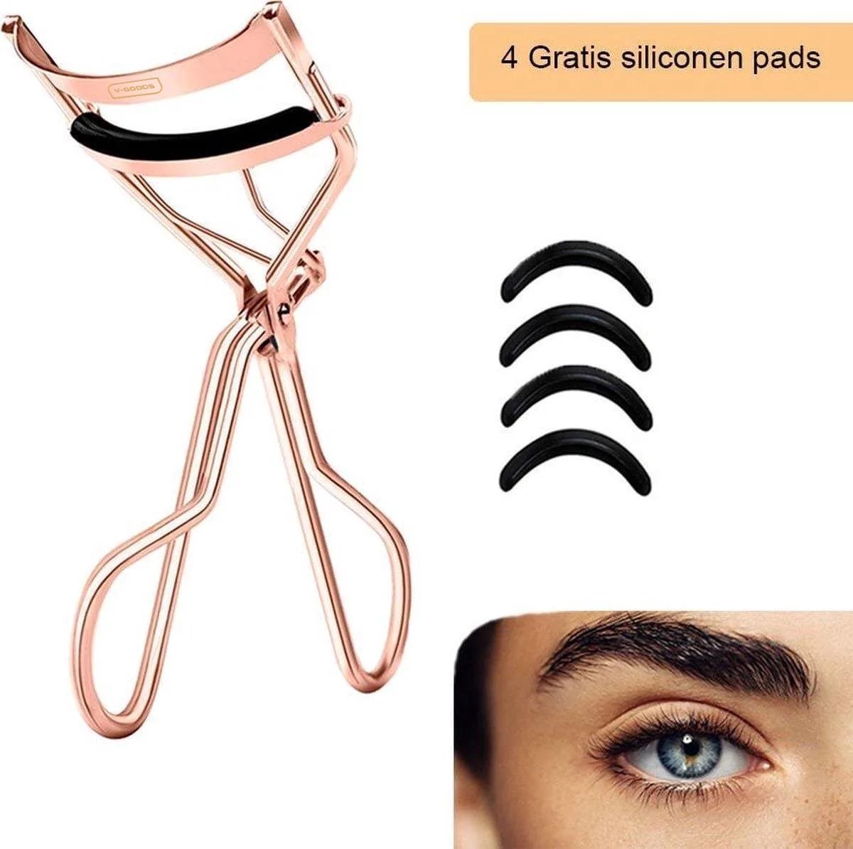 RaviSoll Wimperkruller - Voor een Langdurige Krul - Rosé Goud - Incl. 5 Comfortabele Siliconen Pads – Voor Alle Wimpertypes Beauty Essential – Ideaal Voor Dagelijks Gebruik