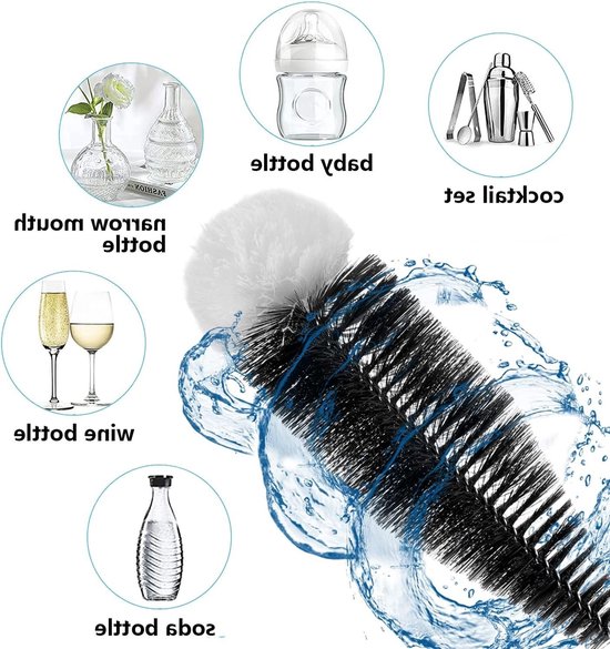 Flessenborstel voor SodaStream Glazen Flessen, Krasvrije Reiniging, Set van 2, Ideaal voor Drinkflessen en Karaf van 0,6 Liter — afbeelding 2