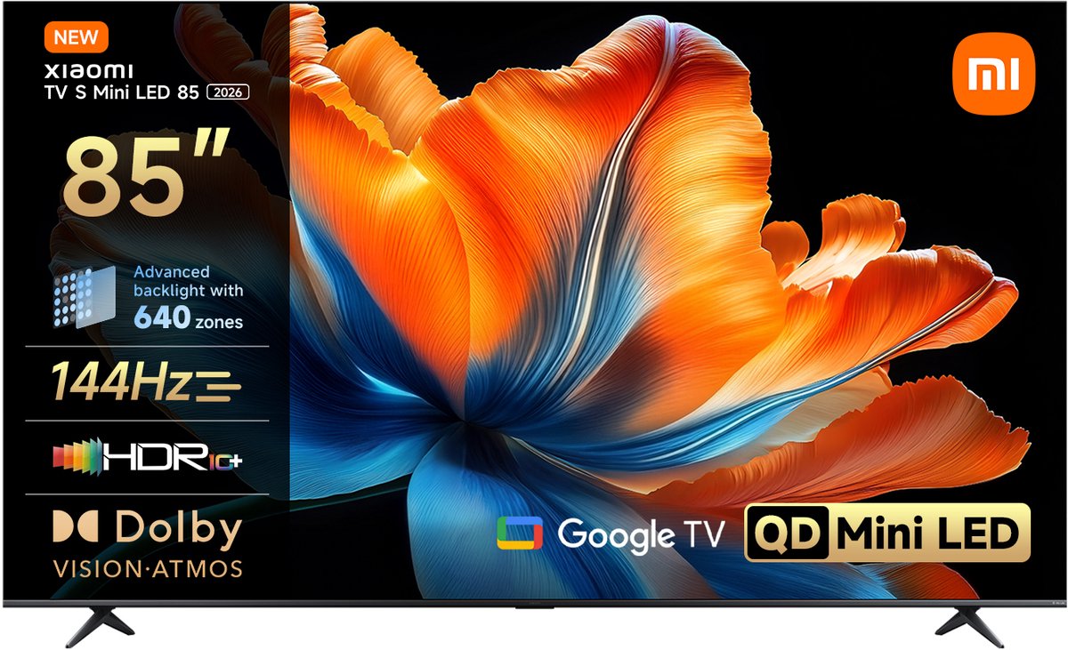 Xiaomi TV S Mini LED 2026 Smart TV – 85 Inch | QD-Mini LED Smart TV | 4K Ultra HD | 308 zones | 1200 nits | 120Hz | HDR10+ | Dolby Atmos | Google TV
