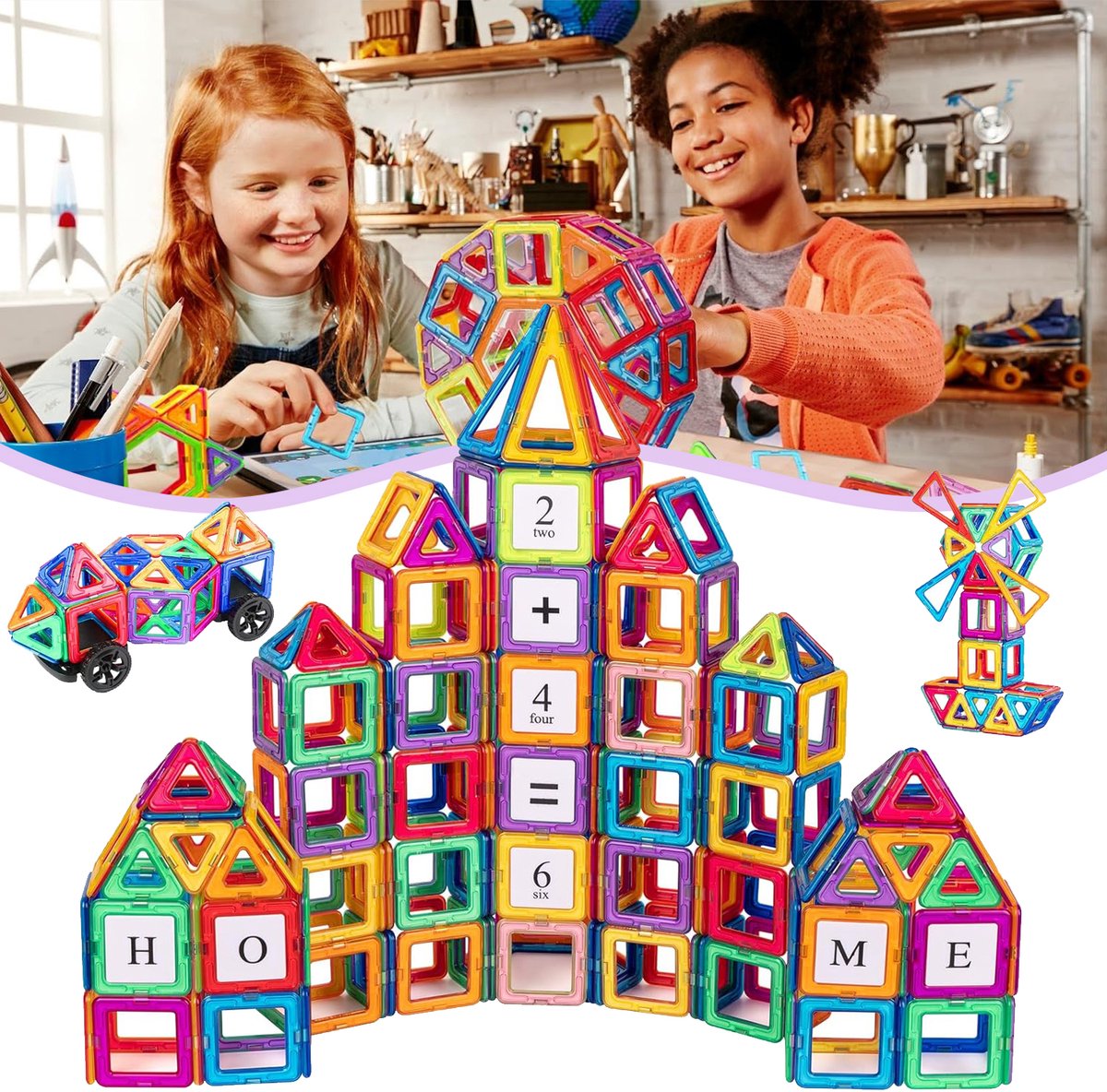 84 Stuks Magnetische Bouwstenen - Magnetische Tegels Voor Kinderen - STEM-Speelgoed Met Sterke Magneten - Educatieve Bouwstenen