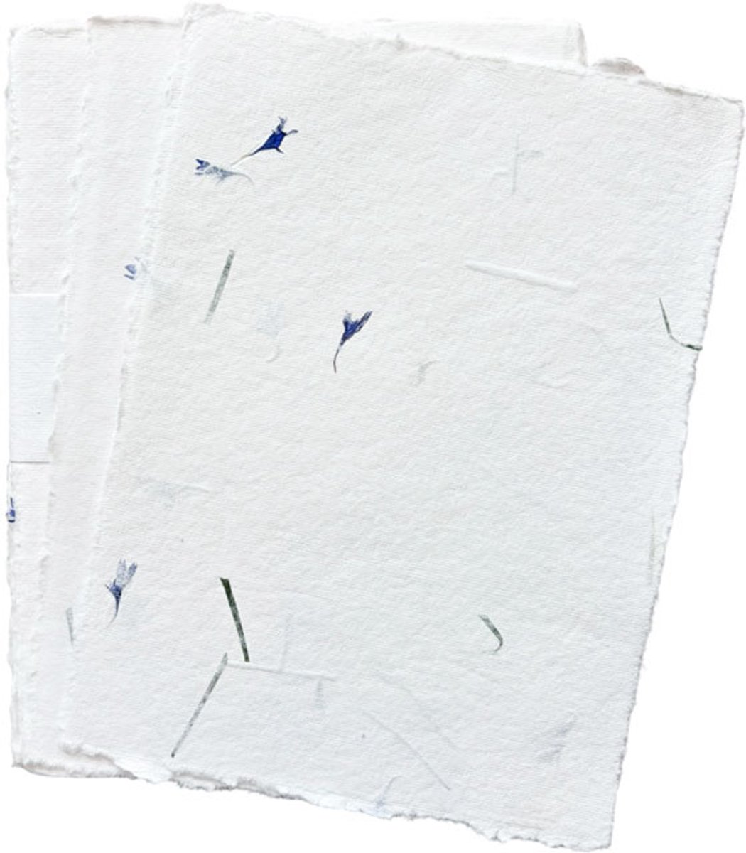 Set van 20 kaarten, Tree Free katoenpapier, A5, met bloemen, schepranden, 250 gr