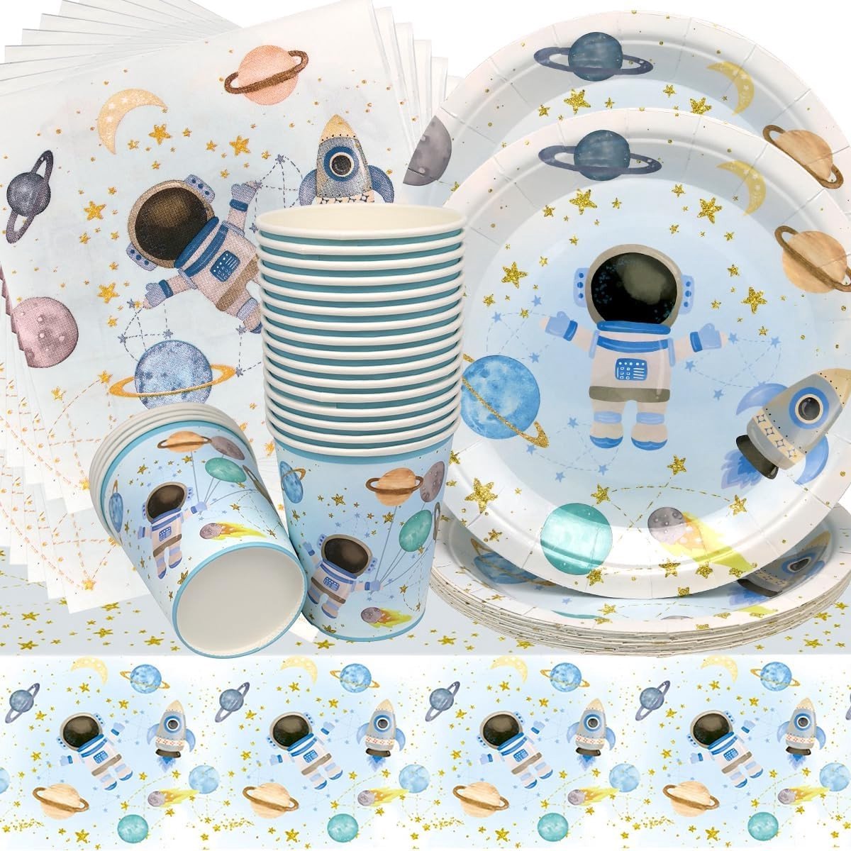 61-delige Ruimtefeest Decoratie met Astronauten en Planeet Thema voor Baby Shower en Kinderverjaardag