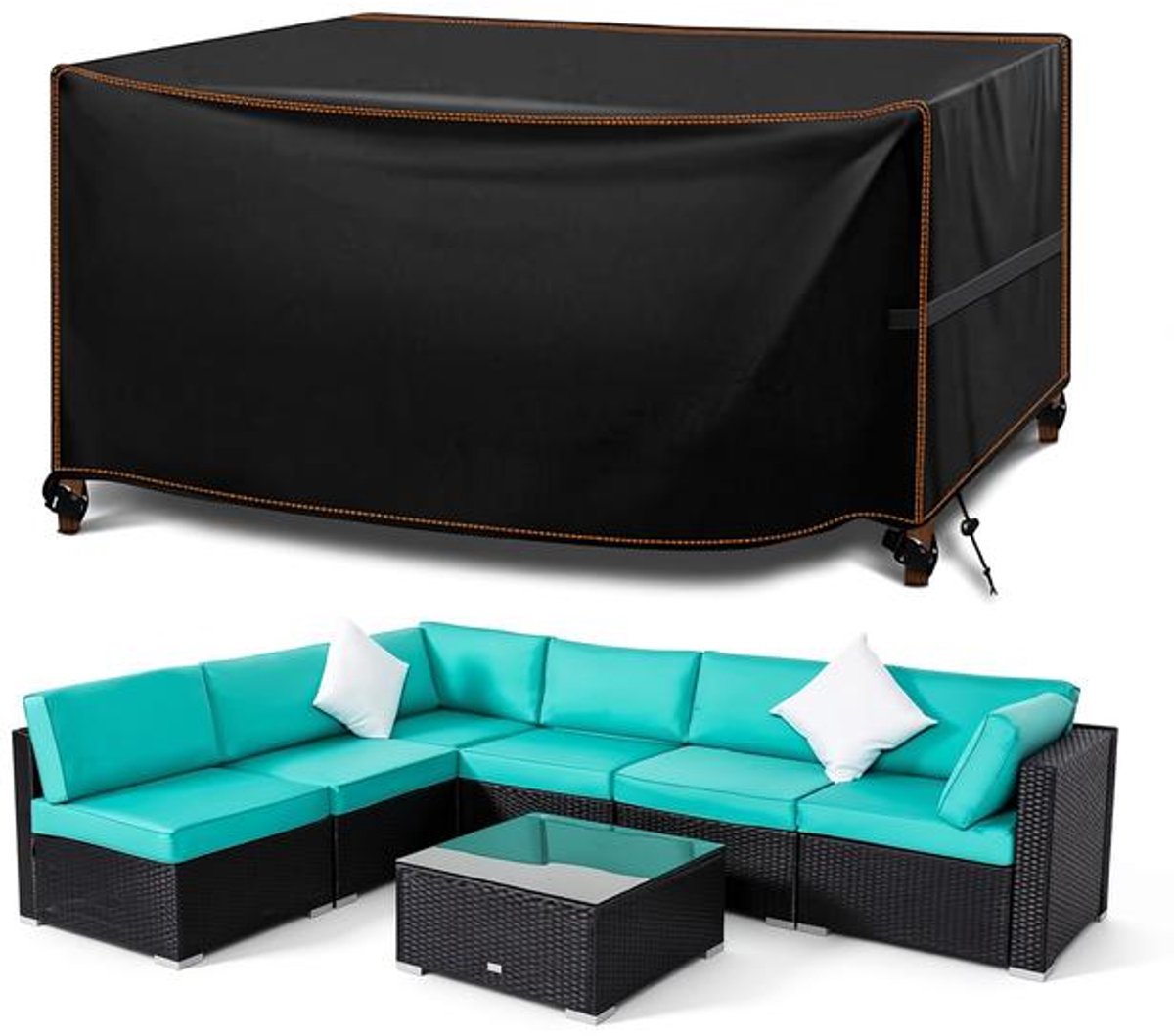 ElleMooi Tuinmeubelhoes waterdicht 420D Oxford-stof rechthoekig 230x165x70 cm winterbestendig met opbergtas