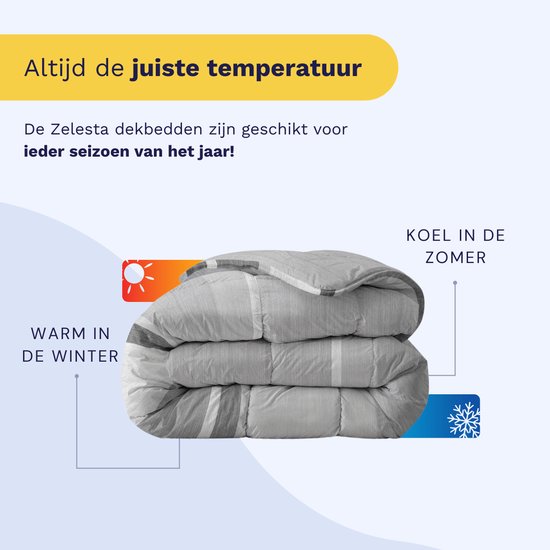Zelesta dekbed, grijs met strepen, voor alle seizoenen.