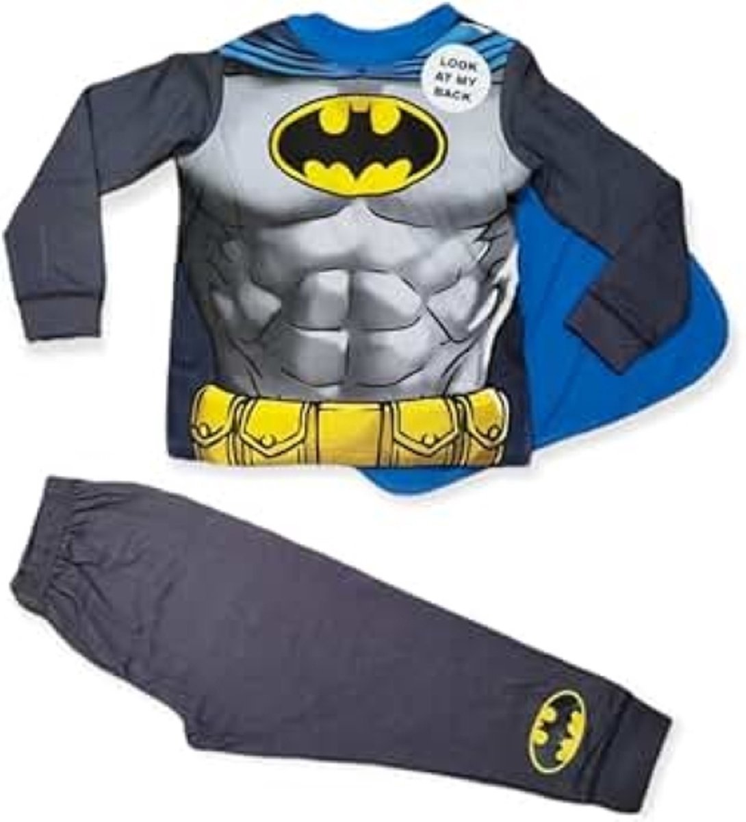 Batman pyjama - maat 110/116 - Bat-Man pyama met cape - grijs met blauw