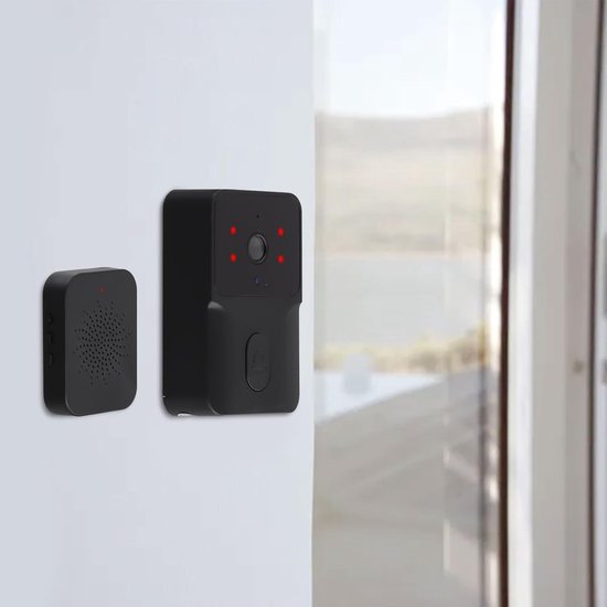 Draadloze videodeurbel met camera, ondersteunt​Slimme videodeurbel met hoge resolutie en tweewegs spraakcommunicatie, geschikt Geschikt voor woonkamers en kantoren - zwart van Merkloos — afbeelding 2