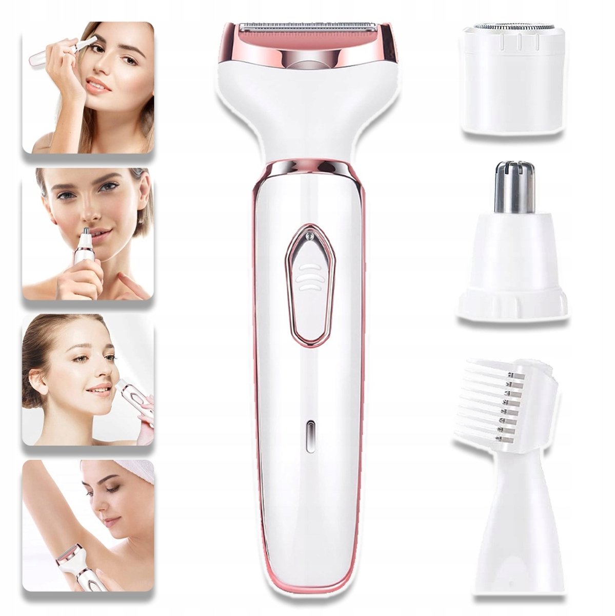 Elektrisch Ladyshaver Voor Dames - Bikinitrimmer Dames 4-In-1 Nat En Droog - Oplaadbare Neushaartrimmer - Geavanceerd Pijnvrij Elektrisch Scheerapparaat Voor Gezicht Benen Onderarm Neus En Wenkbrauw