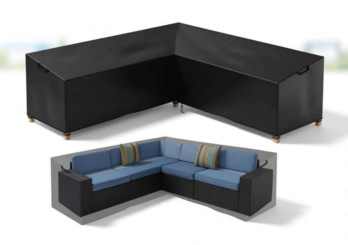 ElleMooi Waterdichte V-vorm Beschermhoes voor Lounge Bank 270x270x90x90 cm - 600D Oxford stof