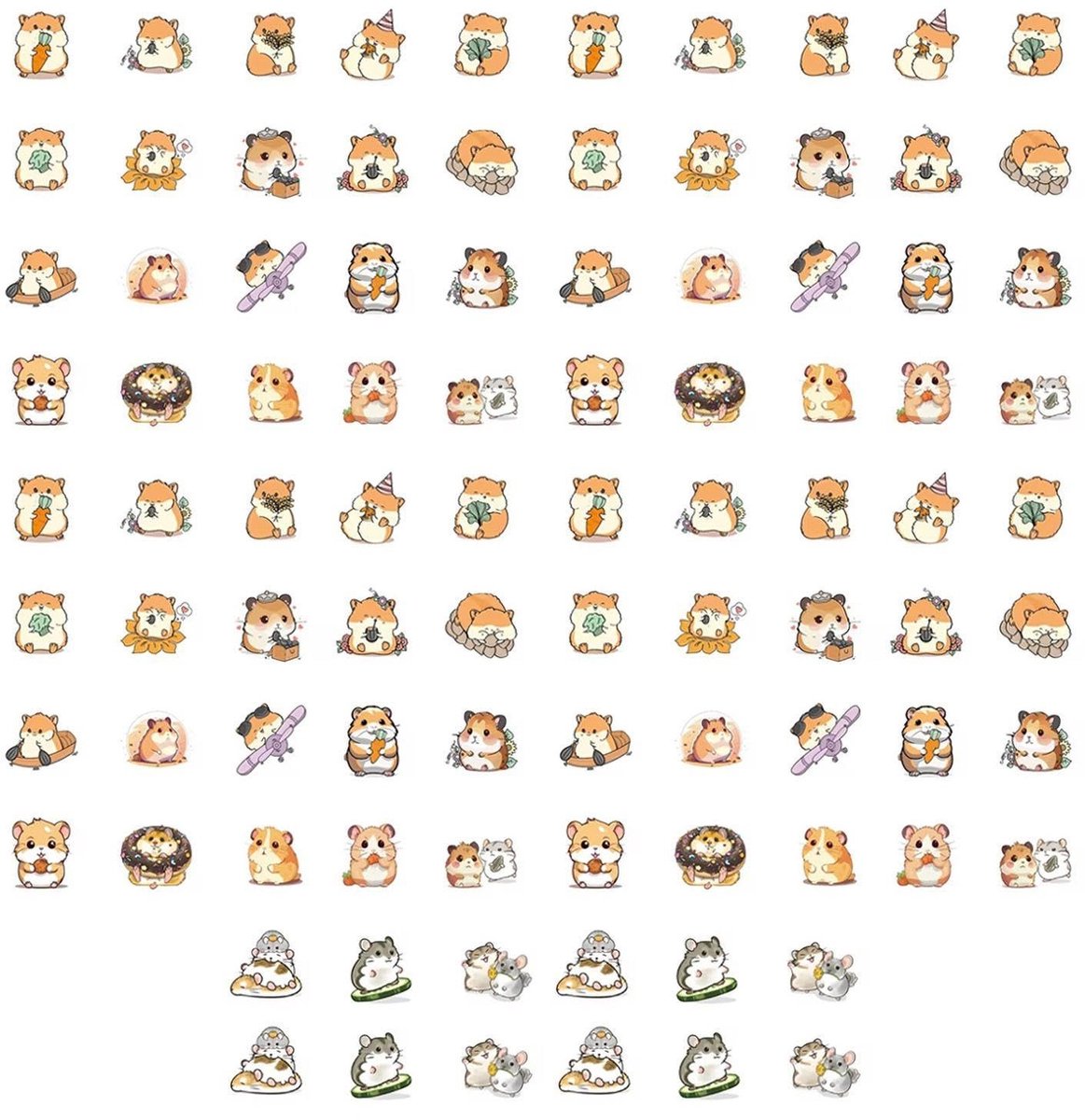 BRENZOOS- Hamerstickers 92 stuks - Zelfklevend - Cartoon Dieren - Knutselen - Decoratie - Makkelijk te Plakken/Verwijderen - Stickers