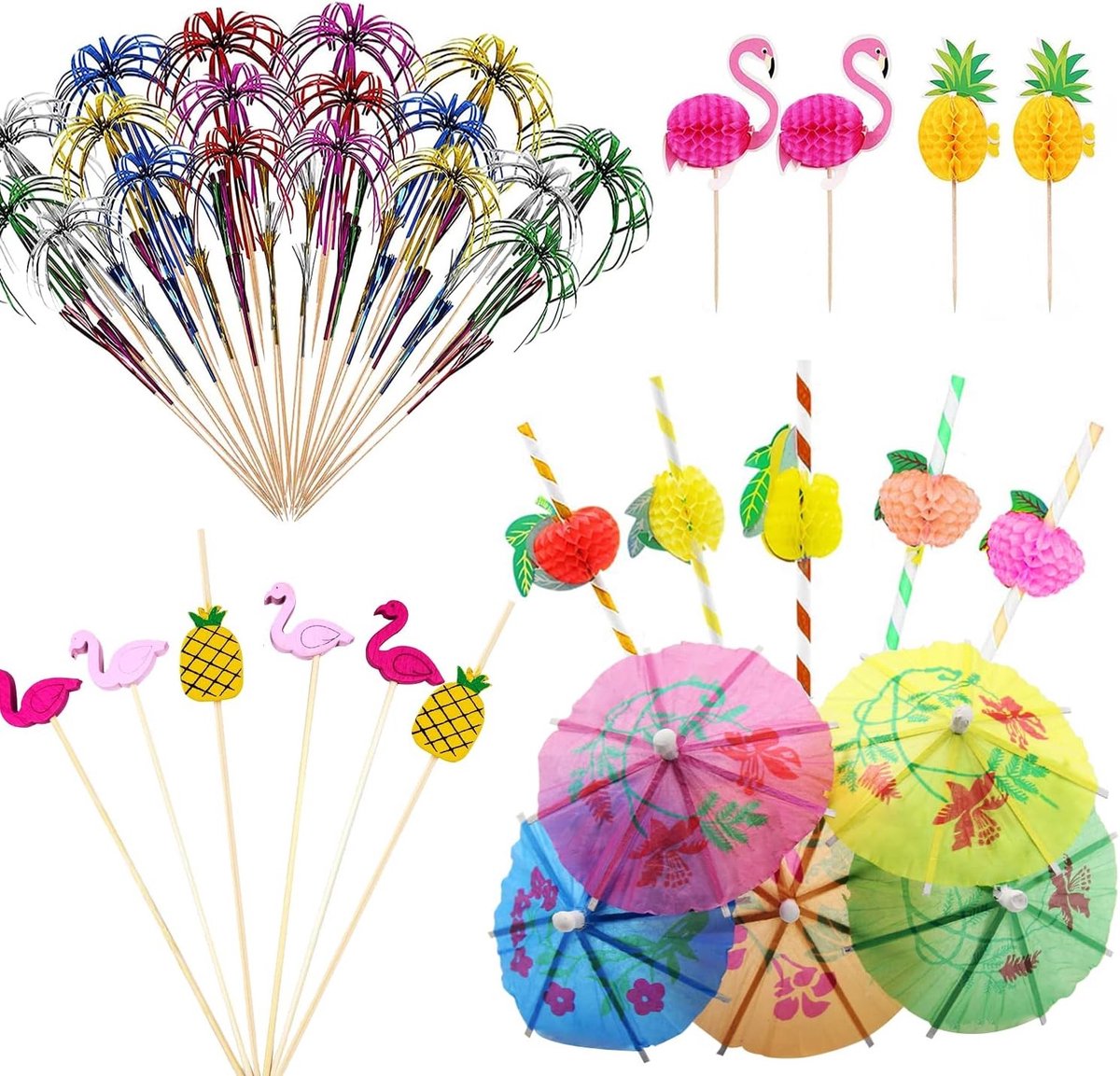 150 Stuks Cocktail Parasolletjes voor Feestdecoratie - Papieren Rietjes, Tropische Decoratie voor Bruiloften en Zomerfeesten, Perfect voor Fruit Desserts en Drankjes