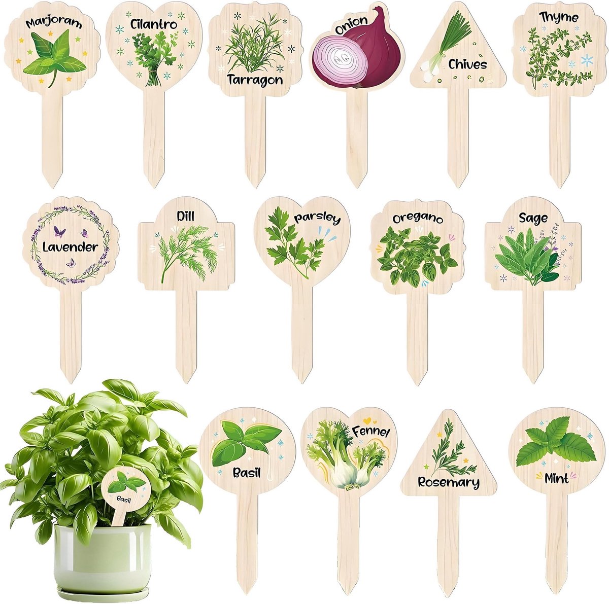 Dailygoods- Tuinbord 15 Stuks - Waterdicht - Houten Plantenlabels - Grappige Spreuk - Herbruikbaar - Milieuvriendelijk Tuinaccessoire - Plantenlabel