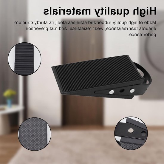 Verstelbare Zwarte Rubber Deurwiggen met RVS Haken - Antislip en Duurzaam voor Thuis, Kantoor en Hotels — afbeelding 3