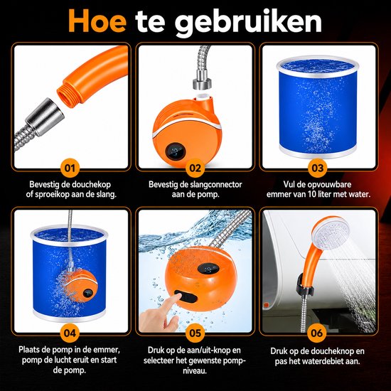 Draagbare Elektrische Camping Douche - Oplaadbaar via USB - Outdoor Douchekop - Waterproof - Staza — afbeelding 3