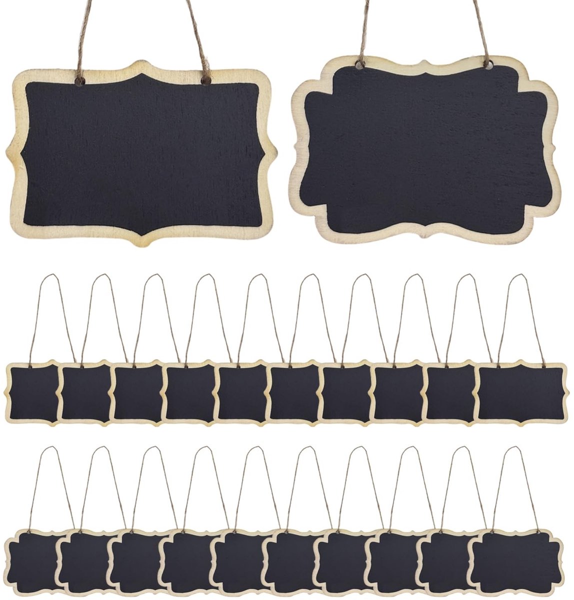 Dailygoods- Schoolbord Mini Dubbelzijdig - 20 Stuks - Houten Lanyard - Creatieve Huisdecoratie - Tijdelijk Teken - Glad Oppervlak - Bordje