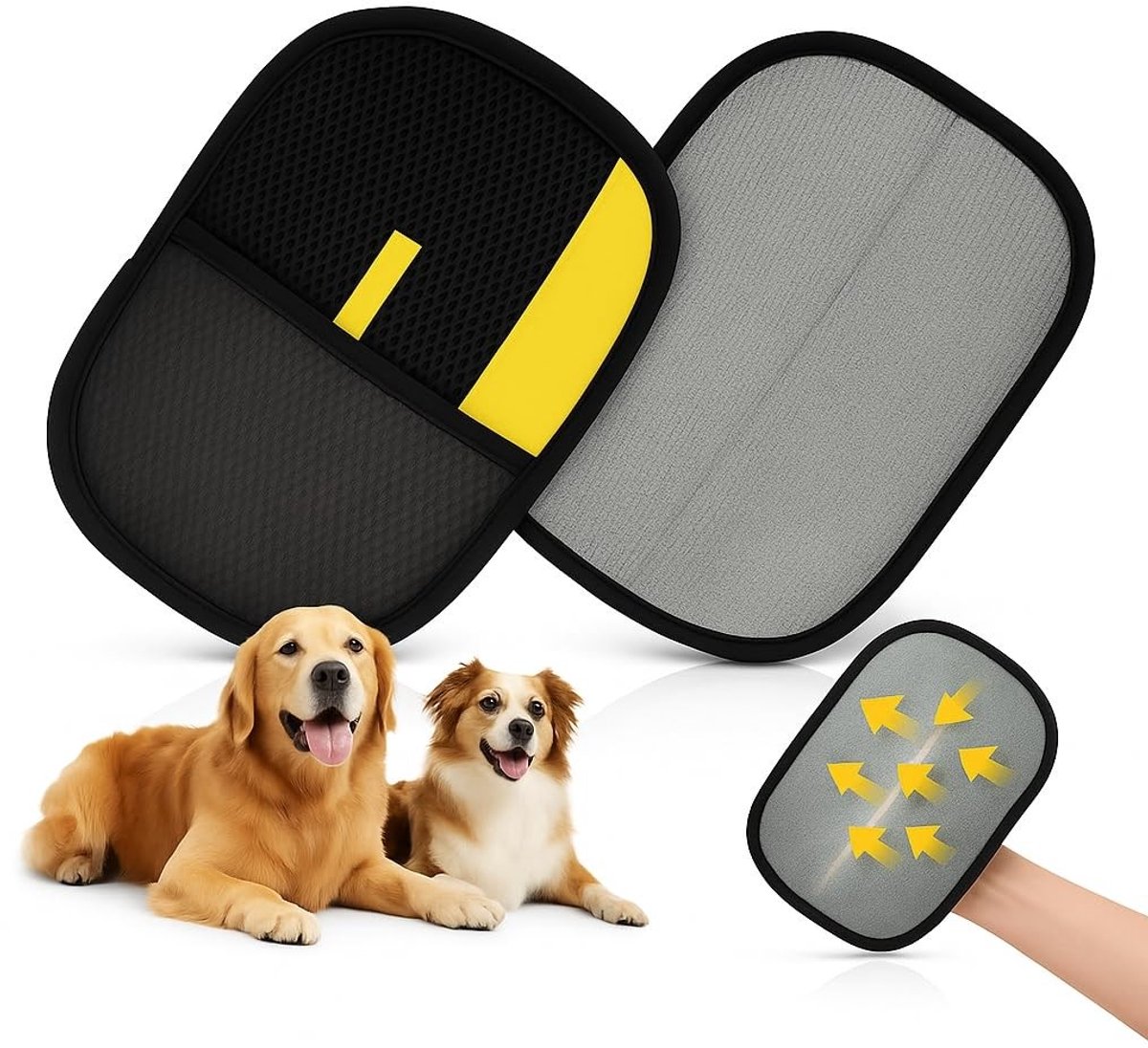 Dailygoods- Vachtmagneten 2 Stuks - Geüpgradede Dierenhaarverwijderaar - Handschoen voor Hondenhaar - Handschoen voor Kattenhaar - Herbruikbaar - Dubbelzijdig Design