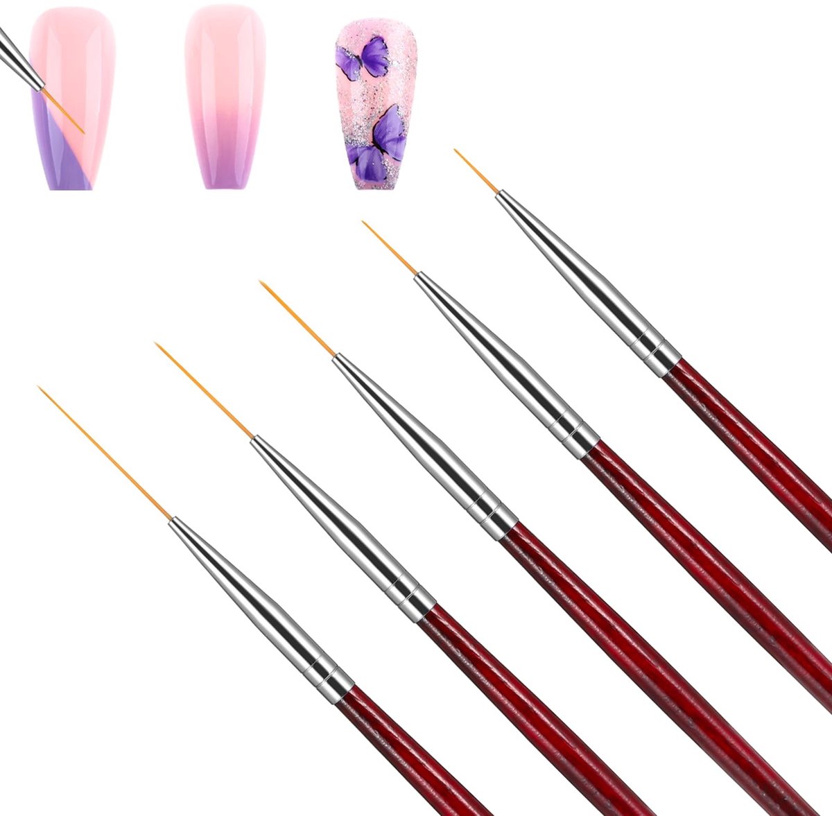 Set van 5 Professionele Nagelkunst Penselen voor Acryl, Waterverf en Miniatuurtekeningen - Fijne Ontwerp Penselen van 6/9/12/18/23mm