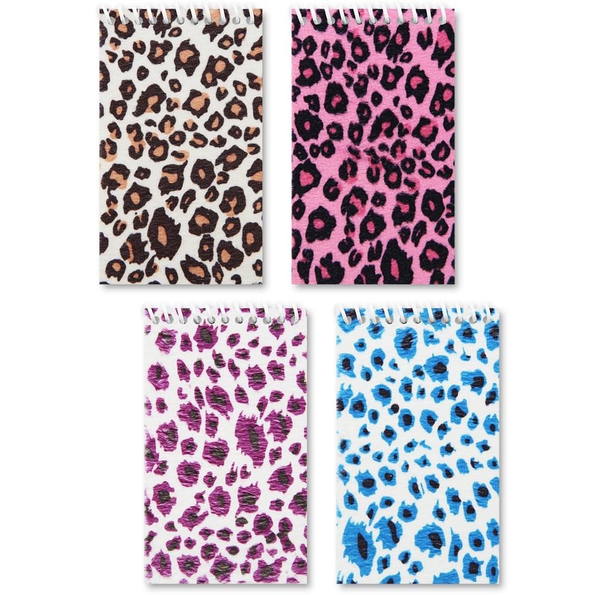 Dailygoods- Spiraalboek A7 - 4 Stuks - Hardcover - Luipaardpatroon - Notitieboek - Draagbaar - Comfortabel Papier