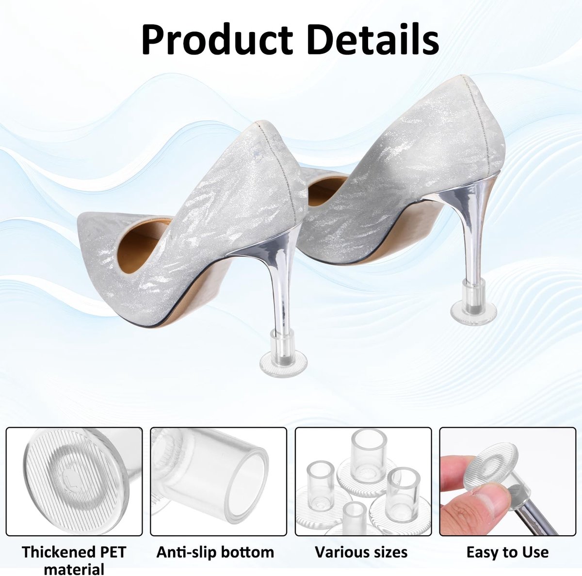 Dailygoods - 8 Paar Transparante Hielbeschermers voor Hoge Hakken - Antislip Zoolbescherming