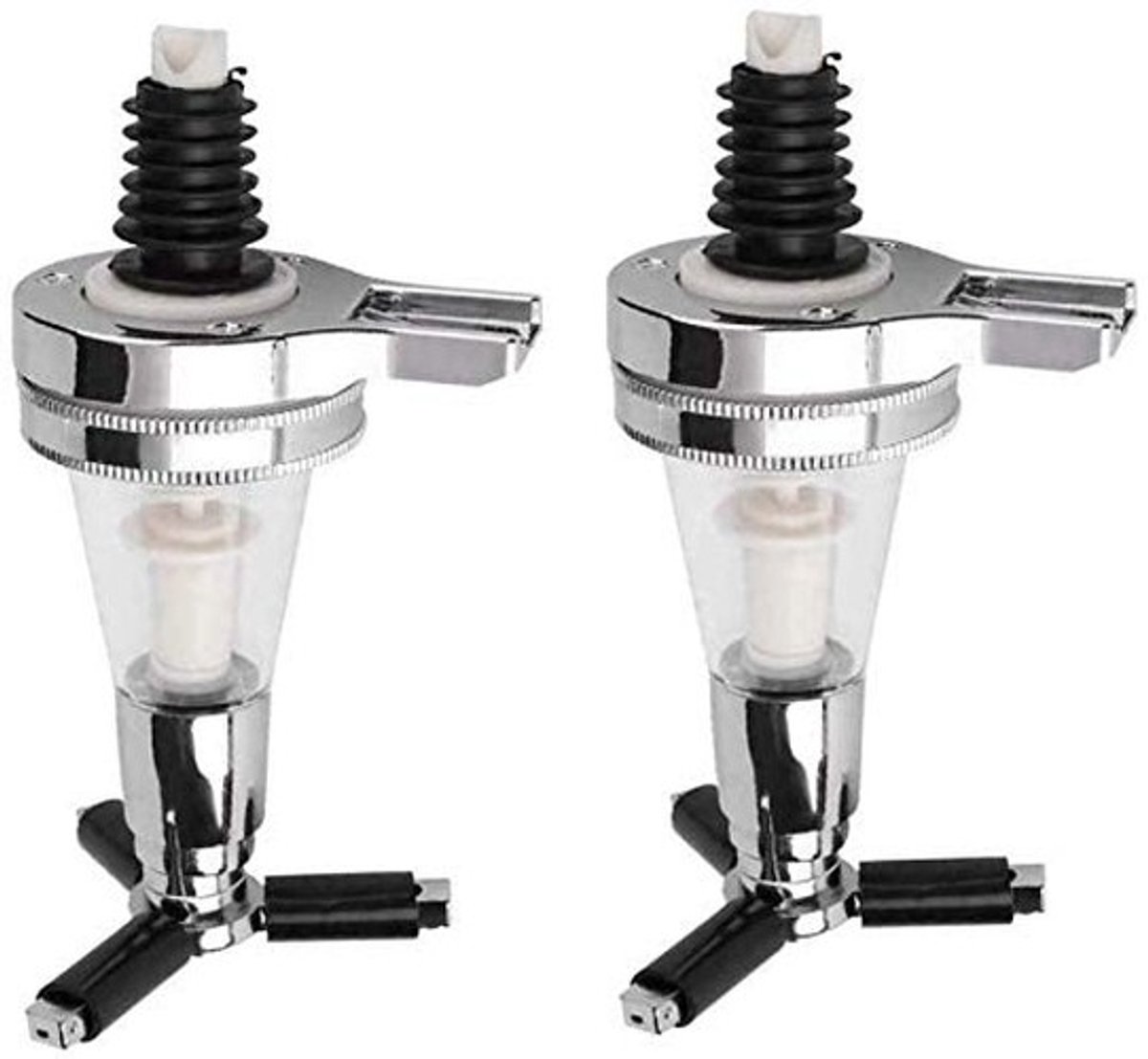Dailygoods- Drankdispenser met kraantje - 2 Stuks - Voedingskwaliteit - Zilver - 25 ml - Schenkers voor wijn en cocktails - Pourer