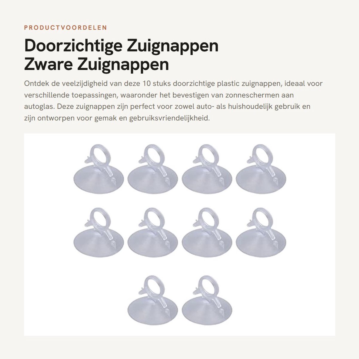 Dailygoods- Zuignappen 10 Stuks - Doorzichtige Zuignappen - Zware Zuignappen - PVC Vingergesp - Multifunctioneel - Lichtgewicht en Draagbaar - Zuiger