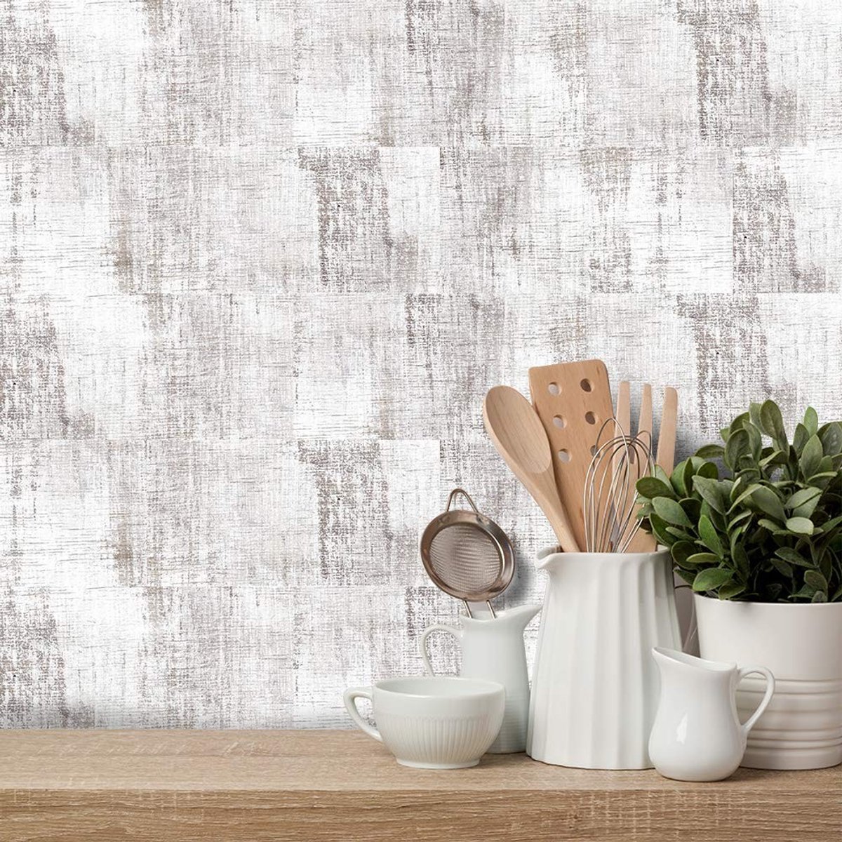 Dailygoods - Houten Muurstickers - Zelfklevende Tegelstickers - 54 Stuks - Decoratie voor Woonkamer Keuken Badkamer - Muurdecoratie - Geschikt voor el...