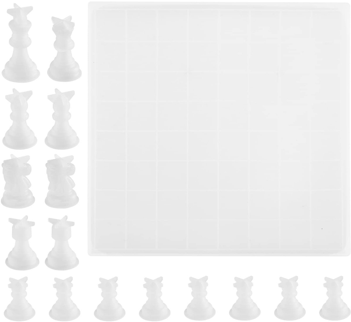 Dailygoods- Schaakbord 17-delige set - Siliconen gietvormen - Schaakstukken - Doe-het-zelf spel - Bordspel voor 2 spelers - Flexibel en duurzaam - Schaakspel