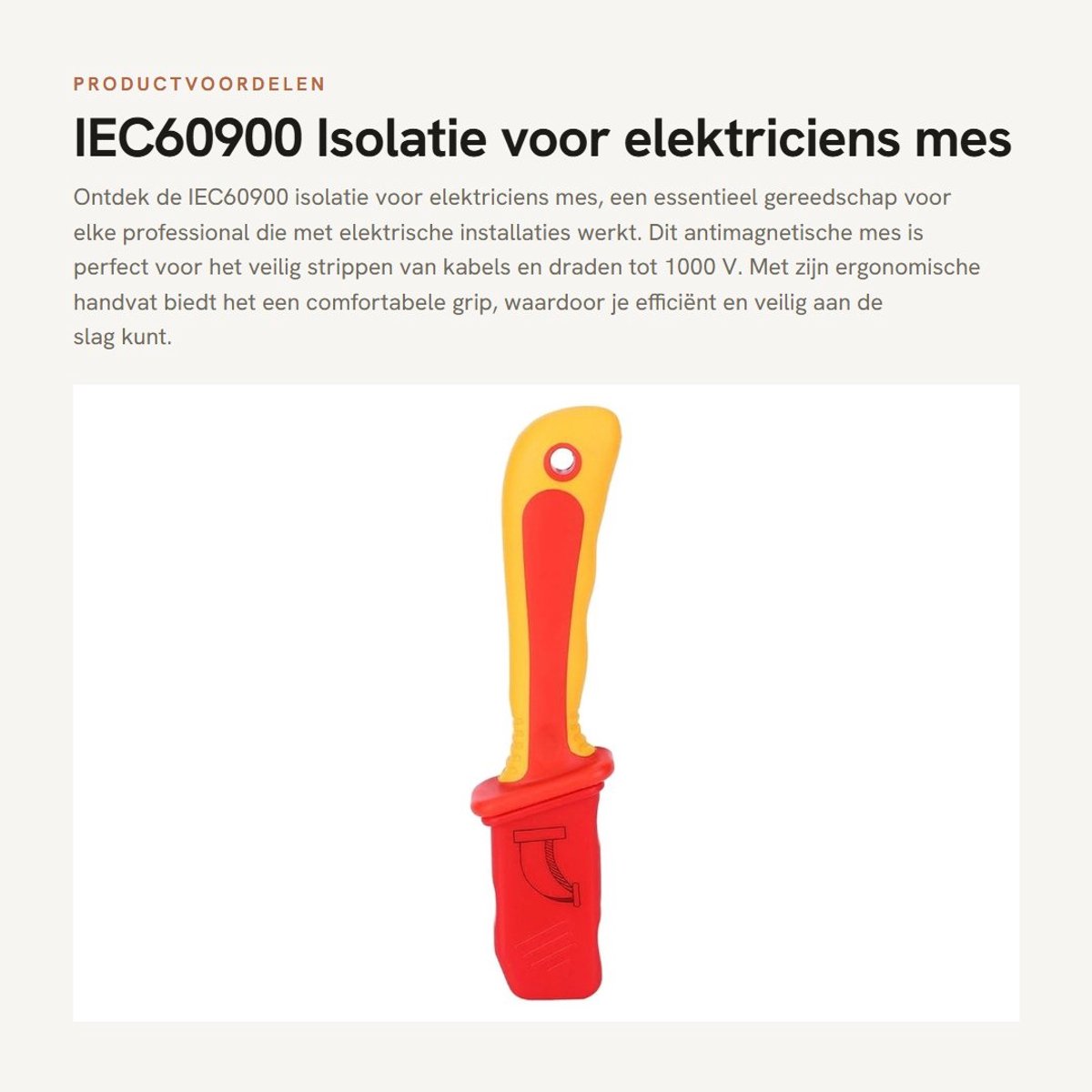 Dailygoods - IEC60900 Isolatie voor elektriciens mes - Antimagnetische snelband-strippersnijder - Rood - 1000 V - Hoogwaardige isolatie - Geschikt voo...