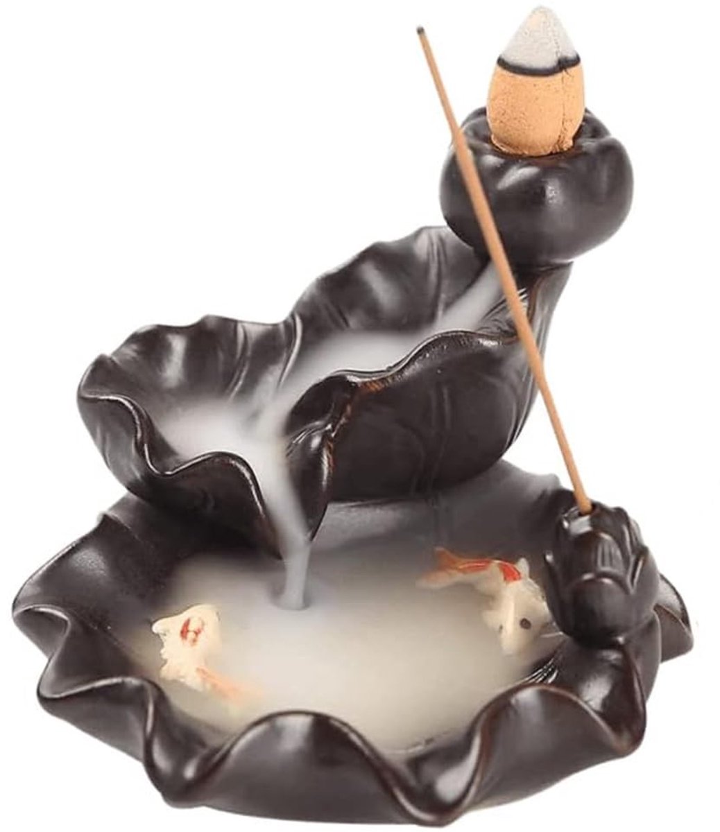 Dailygoods - Keramische Wierookstokjeshouder - Lotus Waterval Wierookbrander
