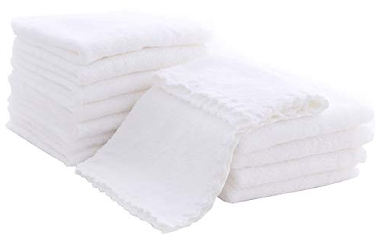 Babydoekjes - Wasdoekjes - Babyverzorging - Ultrazacht koraalfleece - 12 stuks - Wit