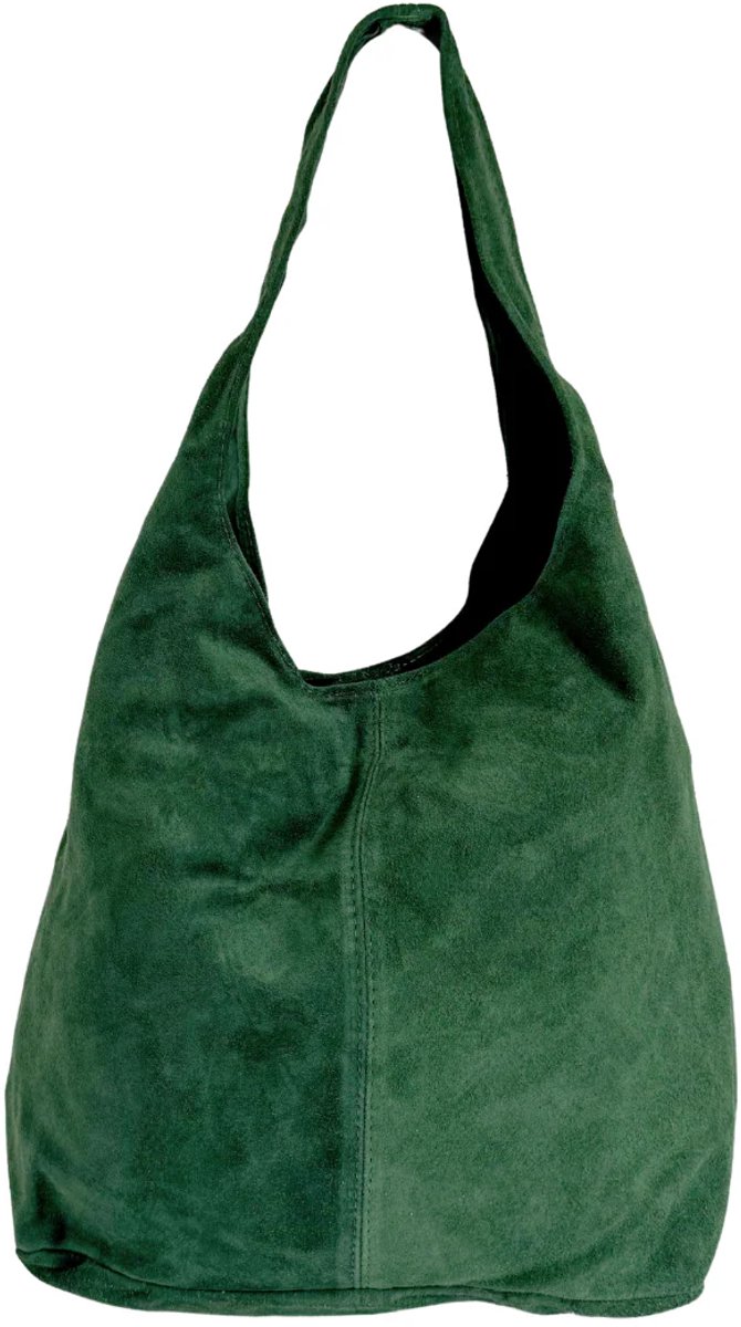 Donker Groene Suède Schoudertas Lili - Handtassen - Shoppers - Ruime Suède dames tassen - Donker Groen