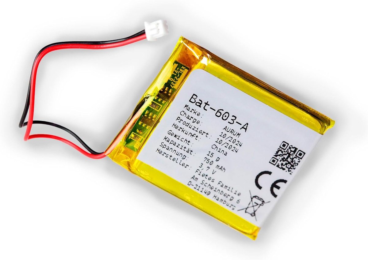 Reservebatterij Babyfoon - Oplaadbare Accu - Babykamer Bewaken - Type A Kabel - 750 mAh - Zwart