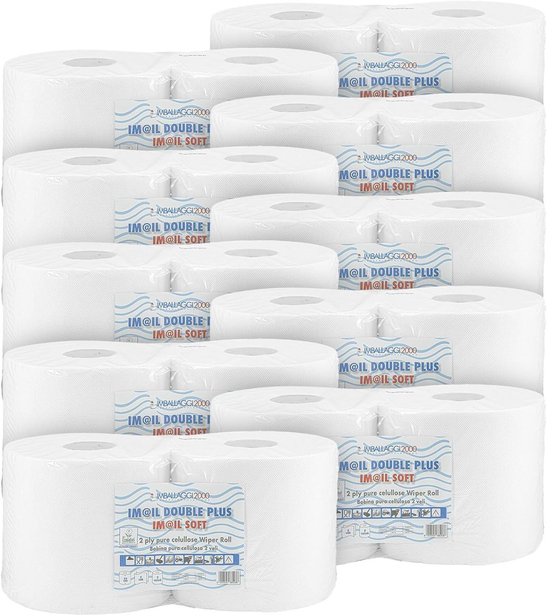 Papierrollen - Industriële rollen - Hygiënisch werken - Hoge treksterkte - 20 rollen - Wit