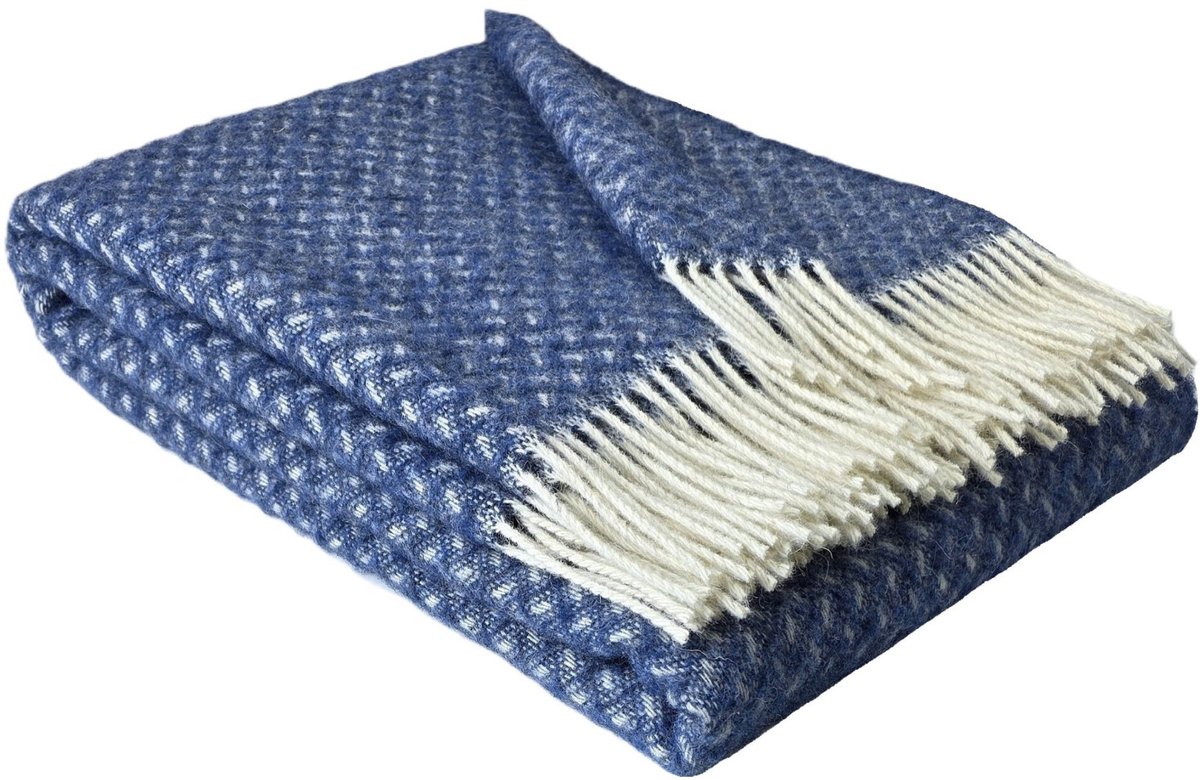 WOOOL Plaid - NORD (Blauw) - 140x200cm - 100% Wol - 350gm/2