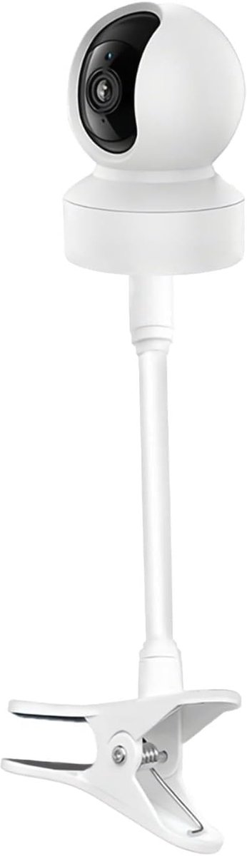 Babyfoon houder - Monitor standaard - Baby in zicht - Klembevestiging zonder gereedschap - 23 cm zwanenhals - Wit