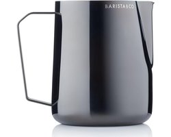 Melkopschuimer RVS - Opschuimkan Koffie - Latte Art Maken - Precisie Tuit - 620ml - Zwart
