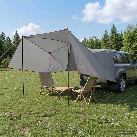 vidaXL - Auto - Tent - 308 - x - 215 - x - 220 - cm - Grijs - en - Oranje - Polyester - en - Staal van Vidaxl — afbeelding 4