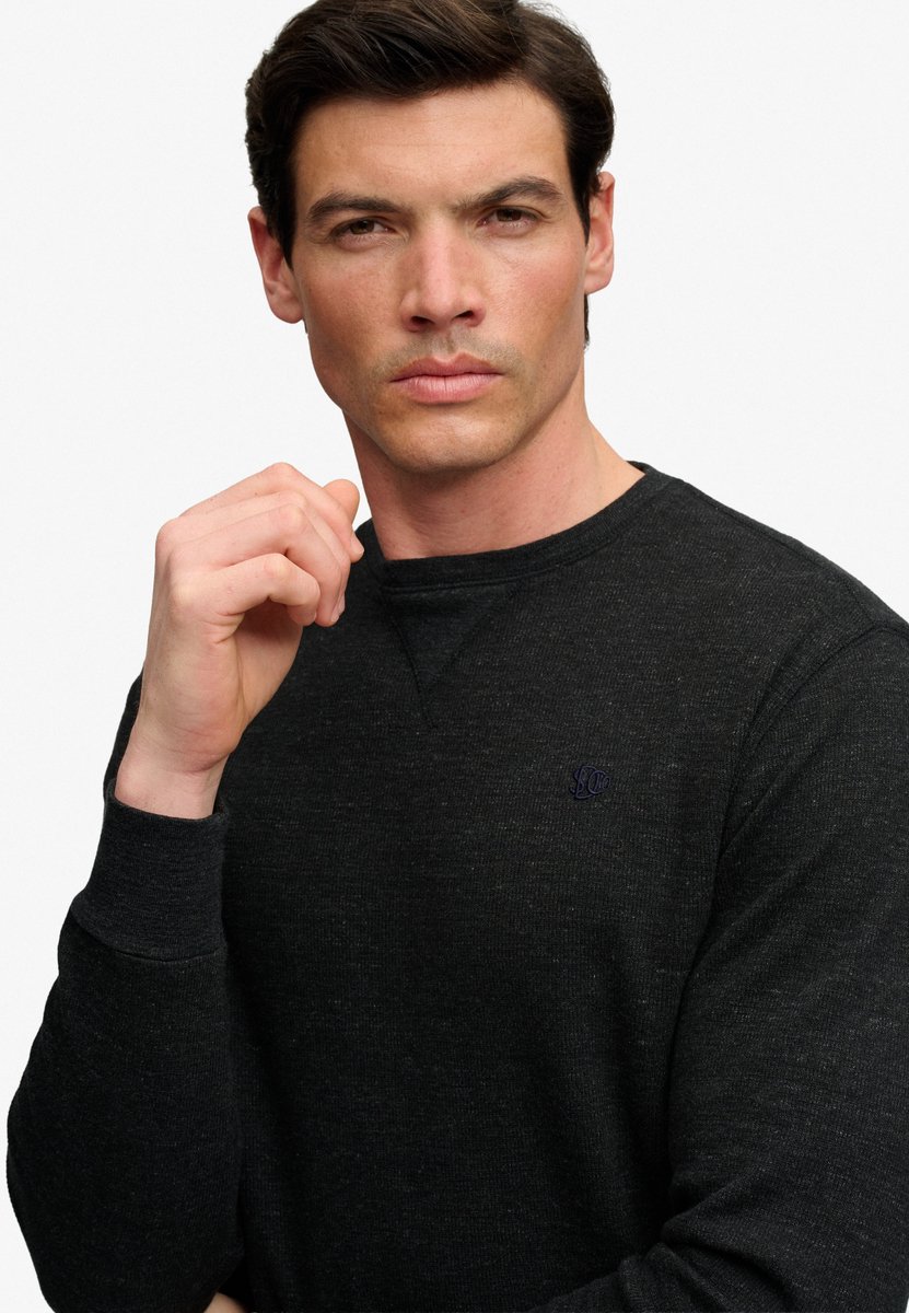 Classic Slub Waffle Top Zwart
