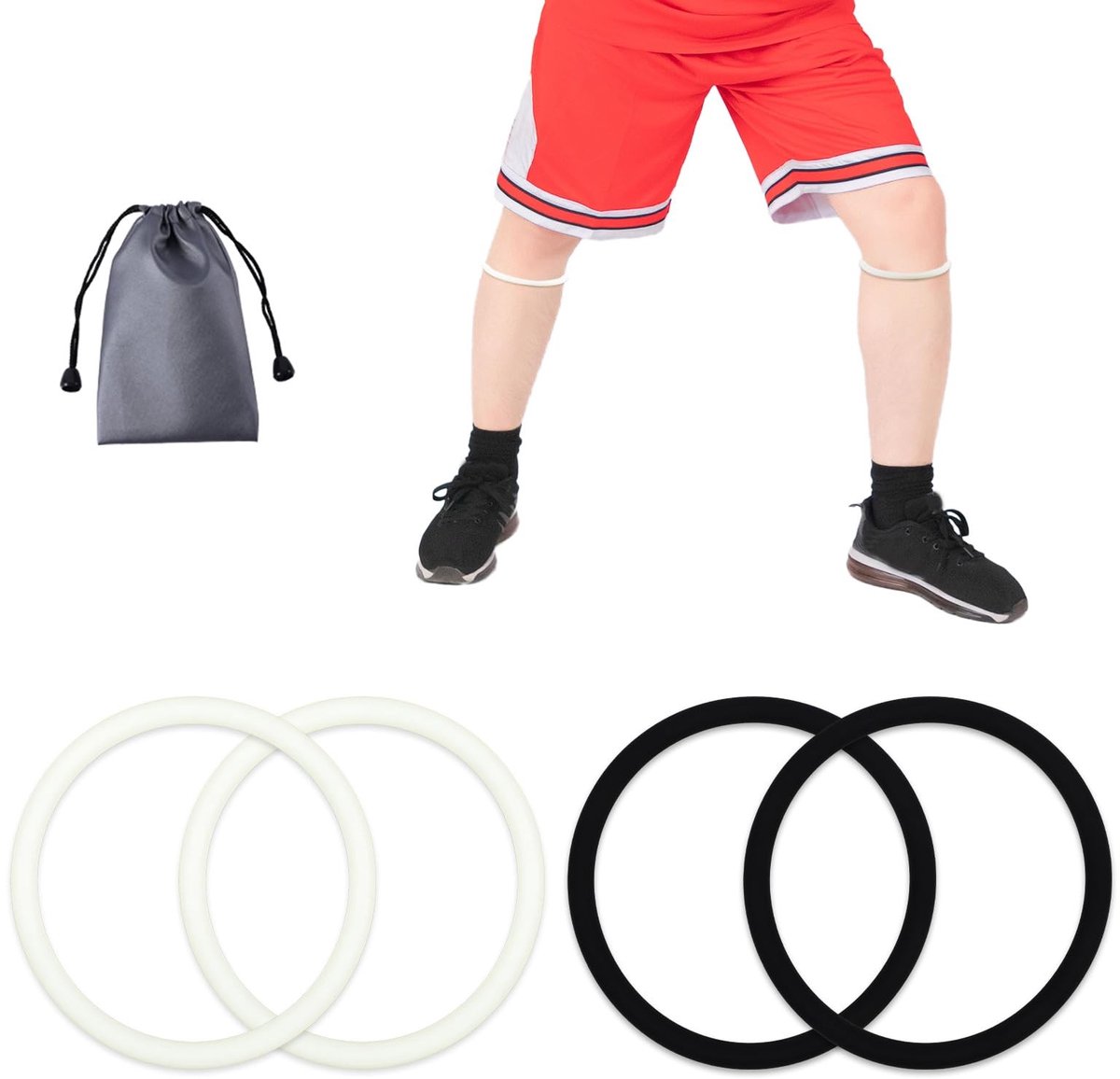 Dailygoods- Patellabrace Stabiliserend - Siliconen Kniebanden - 4 Stuks - Opbergtas - Ademend - 7,5 cm Diameter - Kniebescherming