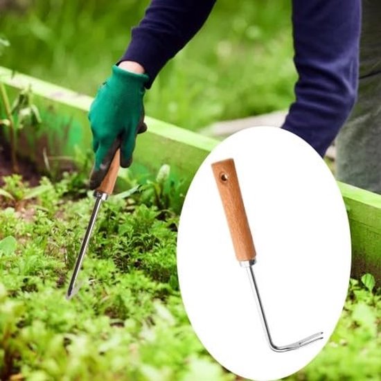 Allecto - Onkruidsteker - Professioneel onkruidverwijderingsgereedschap - Houten handvat - Multifunctioneel tuingereedschap - Wortelverwijderaar - .. van Merkloos	 — afbeelding 2