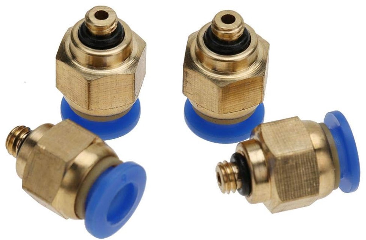 Dailygoods- Snelkoppeling 4 mm - Pneumatische Connector - Buitendraad - Instekelement - Elleboogsnelkoppeling - Voor Snelle Verbinding - Pneumatische Koppeling