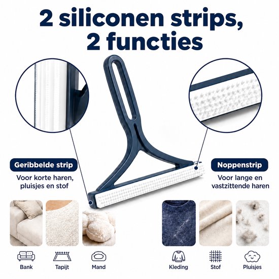 Rasoir bleu foncé avec bande rainurée et à picots pour canapé, tapis, panier, vêtements, tissu et peluches.