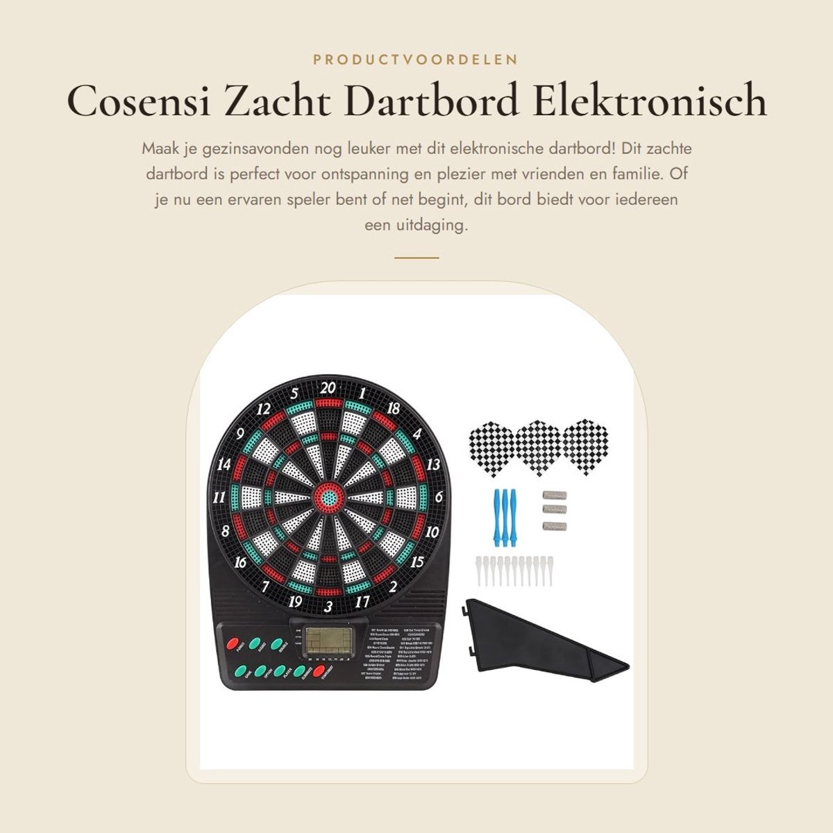 Dailygoods - Zacht Dartbord - Elektronisch Dartbord - Ideaal voor Gezinsplezier - Compact Formaat - Vrijetijdssport - Geschikt voor Jong en Oud - Plez...
