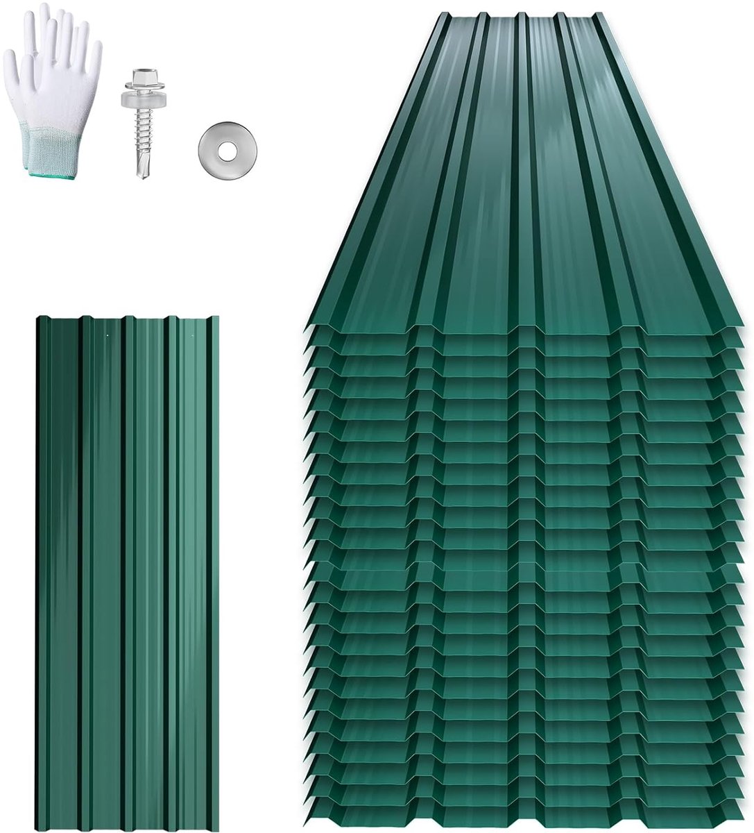 Golfplaten Set - Dakplaten Staal - Dak Bedekking - Weerbestendig Materiaal - 24 Stuks 129x45cm - Groen