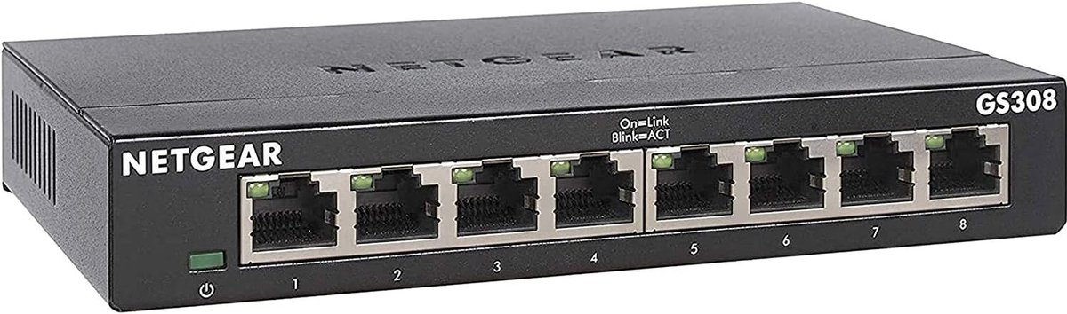Netwerk Switch - Ethernet Hub - Thuisnetwerk Uitbreiden - 8 Gigabit Poorten - 15.8 x 10.1 cm - Zwart