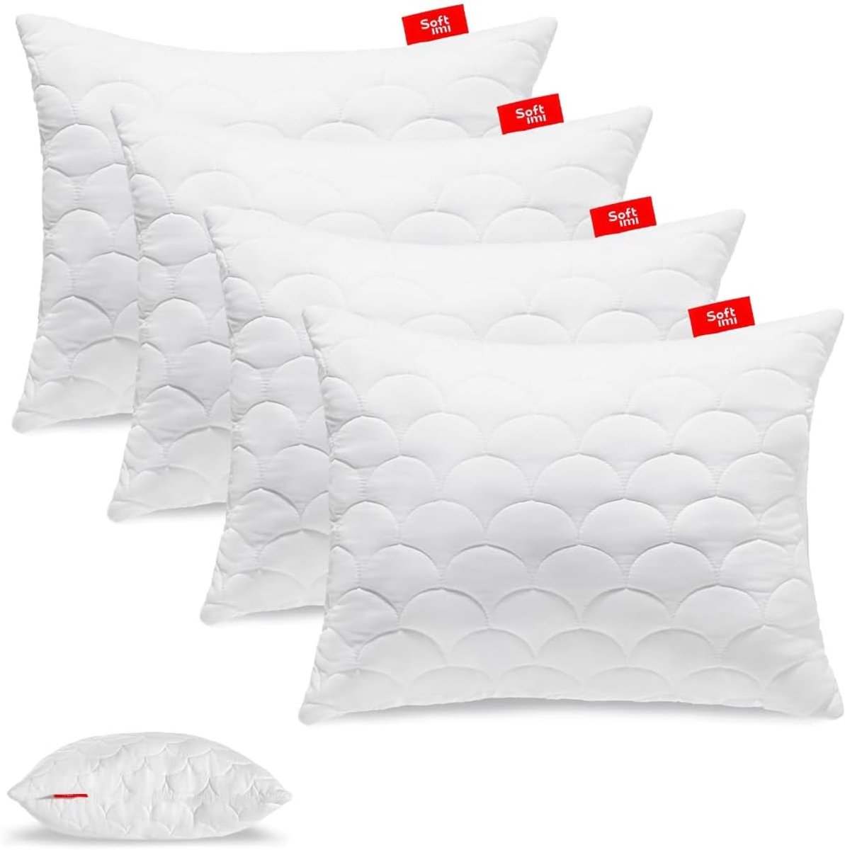 Gestreept Kussen - Zacht Kussen - Comfortabel Slapen - Verstelbare Hardheid - 40x50 cm - Wit
