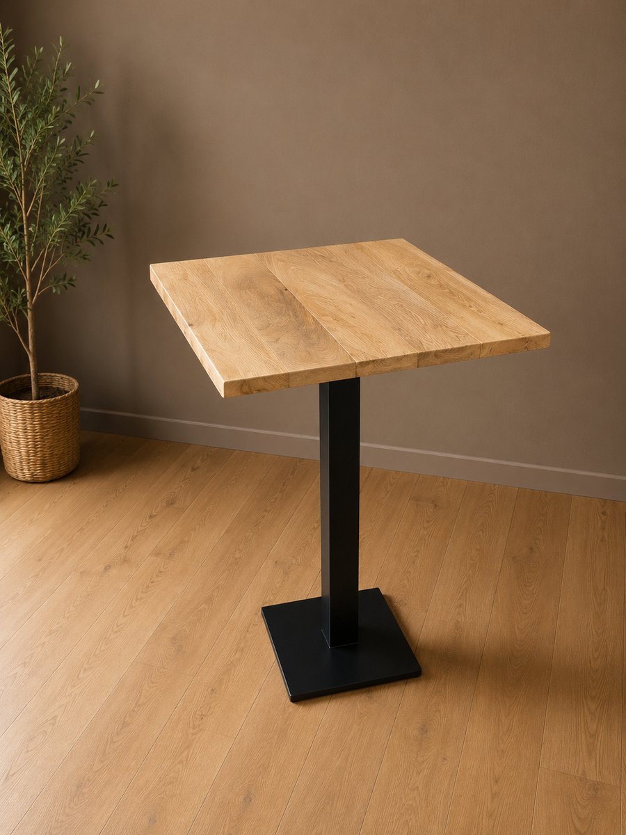 Hoge tafel - Statafel - Bistrotafel - Bistroset - Mangohout - Eettafel - Tafel - 70x70 - cm - Vierkante - Horeca
